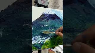 【油絵　風景】6月の富士山をペインティングナイフだけで描いてみました！油絵画家　柿崎覚