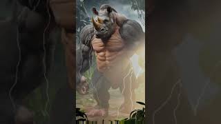 Part 1 Rhino+gorilla =?😱😳 what this? ￼#shorts #viralshort #viral #ai #aivideogenerator @SName_Ai