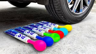 Experiment Car vs Water Balloons | Crushing crunchy & soft things by car | Test Experience