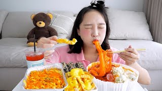 청년다방 피자로니 떡볶이 먹방🧡핫버터갈릭 옥수수튀김,버터갈릭 감자튀김,엄마빠다밥까지!🍕피자맛 나는 떡볶이라니?!🤔 REALSOUND MUKBANG | Tteokbokki :D