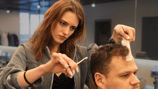 Most Through FULL SERVICE by Beautiful Lady Barber Daria [haircut/shave/massage]