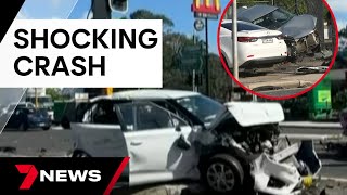 Crash investigators look into destructive multi-vehicle crash at Five Dock | 7 News Australia