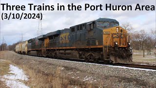 Three Trains in the Port Huron Area (3/10/2024)