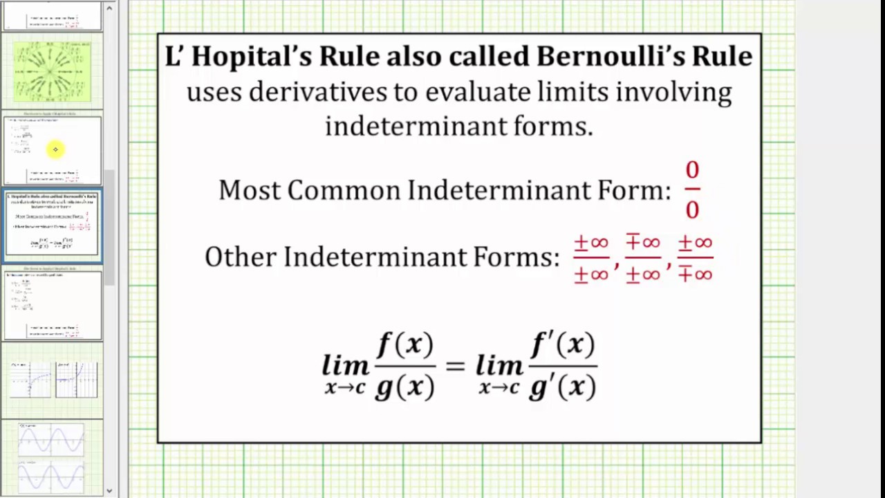 Determine If L'Hopital's Rule Can Be Applied To A Limit (Ex 2) - YouTube