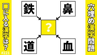 【漢字穴埋めクイズ221】空欄に漢字を入れて二字熟語を完成させる脳トレ漢字パズル問題