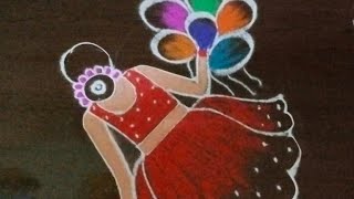 easy,beautiful, creative girl rangoli design for Newyear 2025/simple girl rangoli@NSchannelrangoli