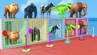 Cow Elephant Lion Dinosaur Gorilla Guess The Right Key ESCAPE ROOM CHALLENGE Animals Cage Game