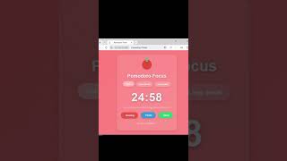 Pomodoro Timer Using HTML CSS & JavaScript | Focus Timer Web App UI Design