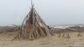 Sasquatch Stick Structures 057 | Tall teepee with cluster of juvenile micro structures