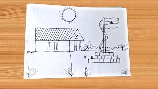 house drawing, scenery, simple drawing, drawing pictures, Easy drawing with Pencil#drawing