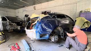 Tesla body repair. Ремонт задней части tesla model 3. #car #tesla #teslamodel3