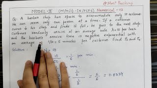 Model 2 (M/M/1) :(N/FCFS) | Numerical Problem 2 | Queueing Theory in Operation Research