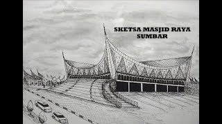 SKETSA MASJID RAYA SUMBAR