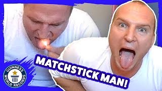 Most matchsticks extinguished on the tongue in one minute - Guinness World Records