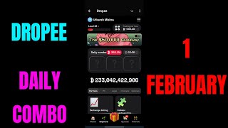 Dropee Daily Combo 1 February | Dropee combo today | Dropee Daily Combo Card Today | Dropee combo