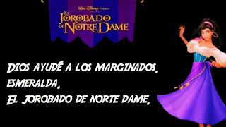 Dios ayude a los marginados/esmeralda/letra/ latino/el jorobado de norte dame