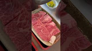 Ōmi wagyu beef 🇯🇵 Sukiyaki and Teppanyaki 😍近江八幡名物😋 まるたけ近江西川 #japan #food #shorts