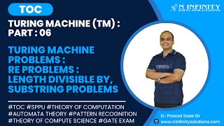 TOC | Session 70 | Turing Machine | TM Problems: RE Problems  Length divisible by, Substring Problem