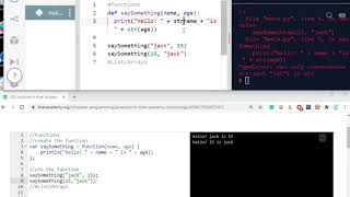 10CC402 - Python Vs JavaScript Part 3 - Crash Course - Functions and List