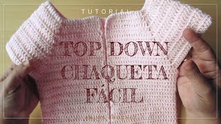 ¡Chaqueta top-down raglan PARTE (II) Cuerpo y mangas: Tallas (0)m, (0-6)m, (6-12) m! I Kalos crochet