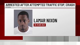 Peoria man arrested after evading attempted traffic stop, crashing into utility pole