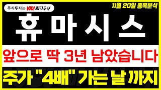 [휴마시스 주가전망] 앞으로 딱 3년 남았습니다, 주가 \