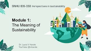 SNHU IDS-150 Module 1 Sustainability: What it means to you