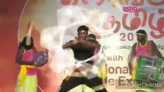 Astro vanavil saga crews fire performance silambam Karthick raja