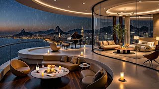 🌨 Rainy Day in Cozy Apartment with Smooth Jazz Music \u0026 Gentle Rain Sounds for Relaxation