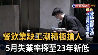 餐飲業缺工潮積極搶人 5月失業率近23年新低－民視台語新聞