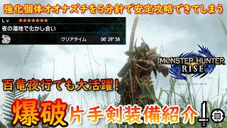 【MHRise】強化個体オオナズチも安定５分針で攻略できてしまう爆破片手剣装備紹介【ライズ】