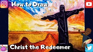 How to Draw Christ The Redeemer  Monument #Christtheredeemer #Rio #Brazil #Christ