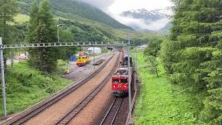 スイスの鉄道：マッターホルン・ゴッタルド鉄道のカートレイン, レアルプ駅付近 2021 (Switzerland, Matterhorn-Gotthard Bahn, Realp)