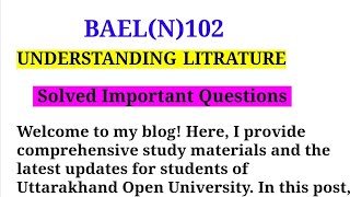 uou BAEL(N)102 Important Solved Questions 2024 . uttrakhand open University ba 2nd semester. #uou