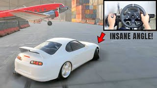 Drifting Toyota Supra at Airfield in Car X Drift Racing (Steering Wheel + Shifter) Gameplay