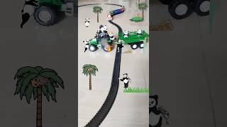 Farm Tractor carrying Pandas and the train is approaching fast USA