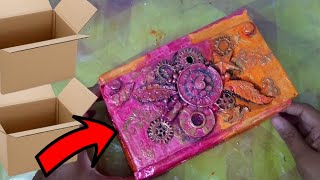 DIY jewelry box|  How to make jewellery box from waste cardboard | Mixed Media box| Mix media