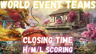 Gems of War World Event Teams H/M/L Closing Time plus scoring solutions for EVERYONE!