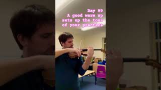 Day 99: Warm up with scales for better intonation and tone. How do you warm up? Share below! 🎻✨