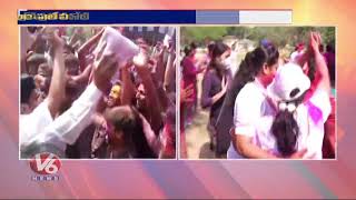 Holi Celebrations At Indira Park in Hyderabad | V6 News