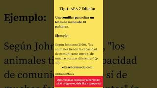 Normas APA 7 edición. TIP para citas de 40 palabras