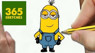 HOW TO DRAW A KEVIN MINION CUTE Easy step by step drawing lessons for kids