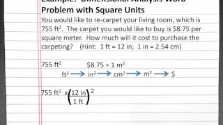 CHEMISTRY 101: Dimensional Analysis Word Problem with Square Units