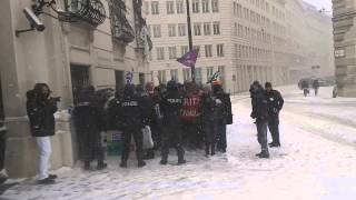 Tsipras visit in Vienna - Support Manifestation in Snowstorm