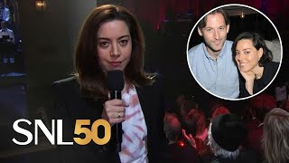 Aubrey Plaza Makes Her First Public Appearance Since Jeff Baena’s Death | SNL 50
