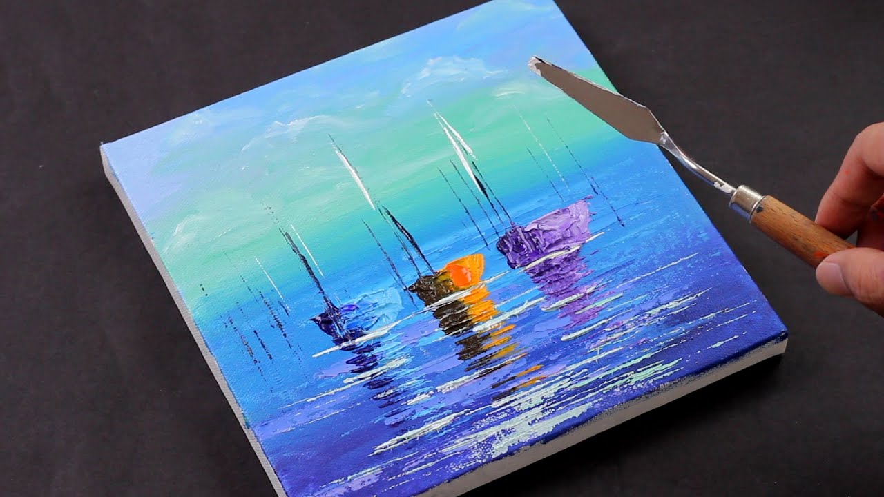 Seascape Painting In Acrylic For Beginners / Landscape Painting / Easy ...