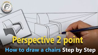How to Draw a Chair using Two Point Perspective | drawing | رسم | رسم المنظور | dessin perspective