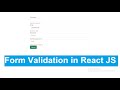 Form Validation in React JS