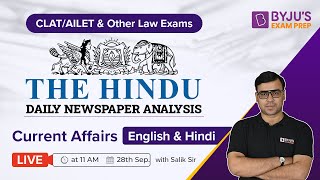 The Hindu Newspaper Analysis | 28th September 2022 | CLAT 2023 Daily Current Affairs (Hindi)