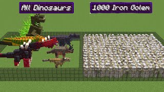 1000 iron golem vs all dinosaur mobs | Minecraft Mob Battle